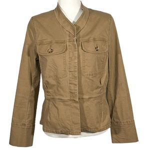 EUC Cabi Button Cotton Blend Beige Mock Military Jacket Women's M